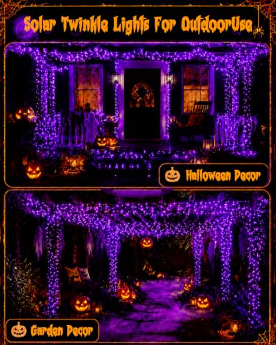 Solar Halloween String Lights Outdoor 2Pack 80FT 200LED Purple Fairy Lights (2 Count)