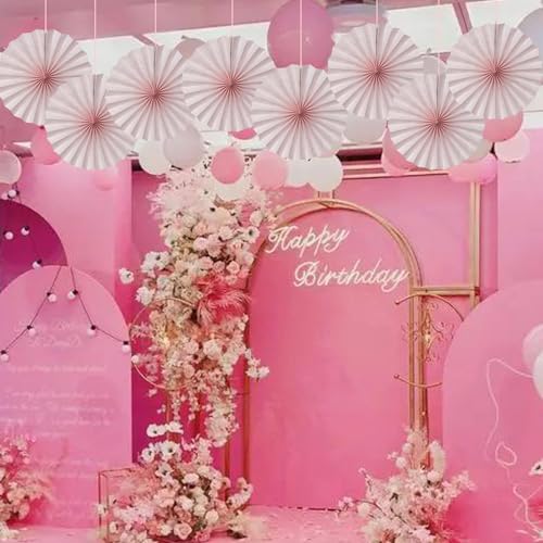 Pink Birthday Decorations DIY Pink Paper Fans Set Hanging Decoration 12in (30 Count)