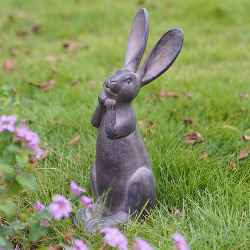 Bunny Garden Decor 11 Inch Brown Resin Rabbit Outdoor Statue