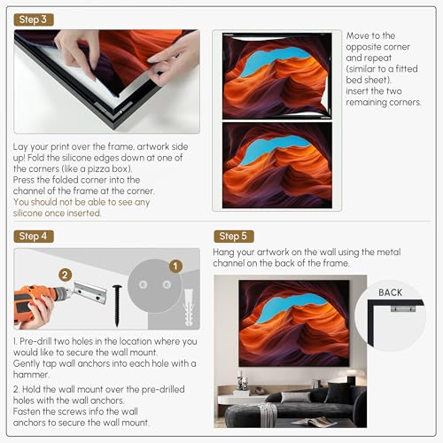 46"x60" Extra Large Framed Wall Art Antelope Canyon Rock Formation with Vibrant Colors for Home Living Room Bedroom Decor