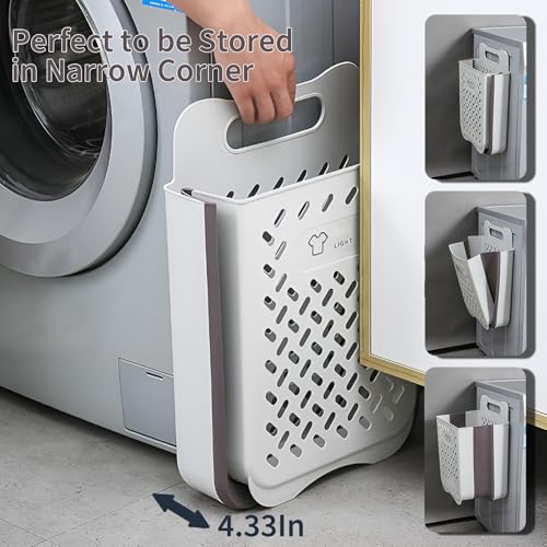 Plastic Collapsible Hanging Laundry Baskets with Carry Handle (2 Count)