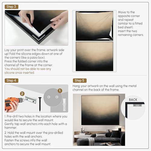 36"x46" Extra Large Framed Wall Art Soft Cream and Dark Abstract Landscape Illustration for Home Living Room Bedroom Decor