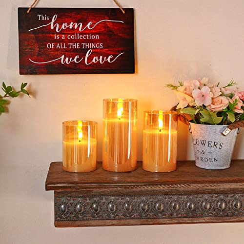 Amber Glass Flameless Candles