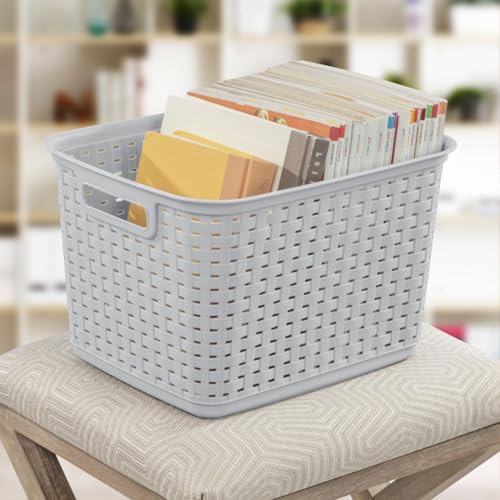 Tall Weave Basket Bin for Clothing and Laundry Storage (12 Count)