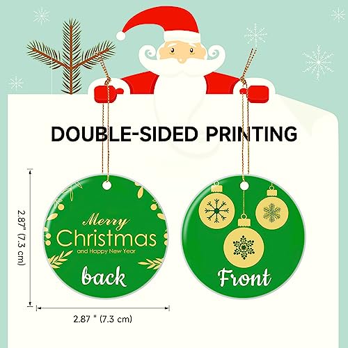 Personalized Christmas Ornaments 2025 Ceramic Custom Picture Text Hanging Ornament Customized Christmas Tree Decorations Keepsake Gift for Family Couples Xmas Tree Home Decor