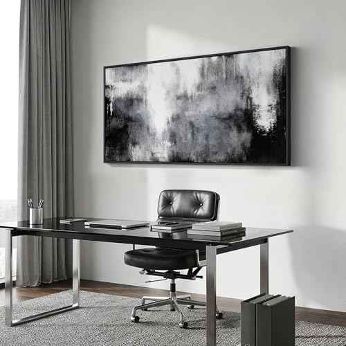Large Framed Black and White Abstract Wall Art for Living Room