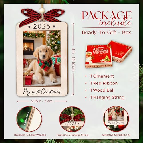 My First Christmas Dog Photo Frame Ornament 2025