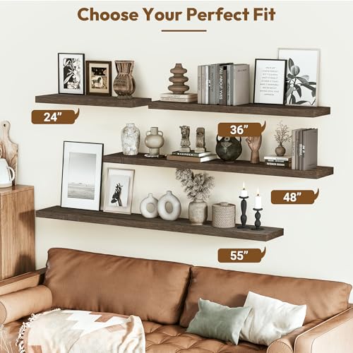 Elm Wood Floating Shelf 36x8” Set of 2 (2 Count)