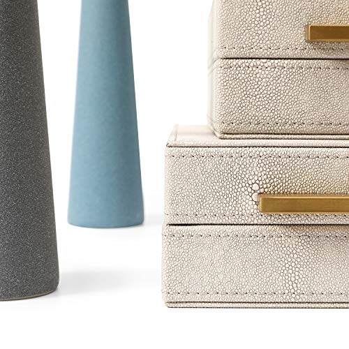 BAALTTO RUNYAO Kingflux Faux Ivory Shagreen Leather Set of 3 Pcs Decorative Boxes