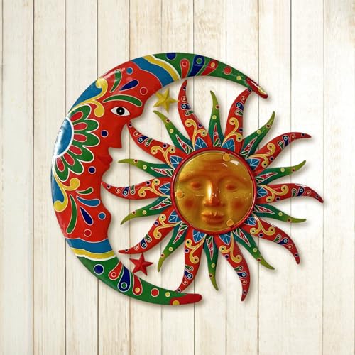 Colorful Metal Sun Moon Stars Wall Art