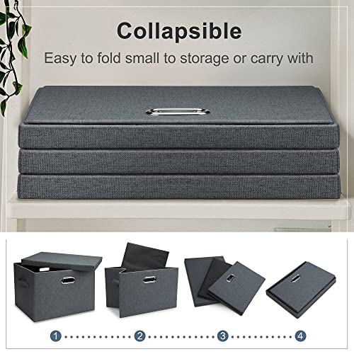 Large 17" 36 Quart Collapsible Stackable Storage Bins with Lids (5 Count)