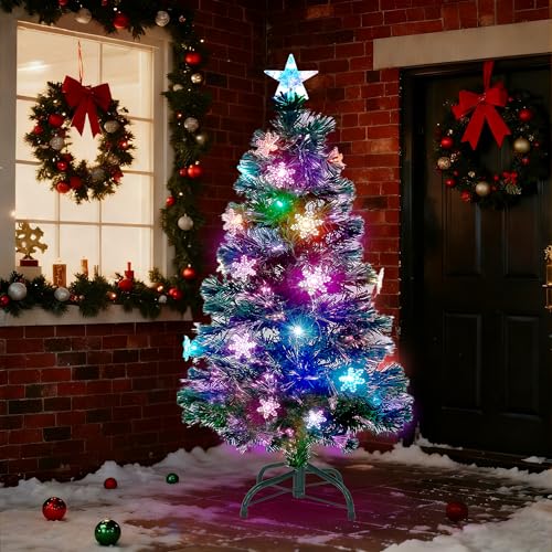 5 FT Fiber Optic Christmas Tree with Lights Artificial Xmas Trees