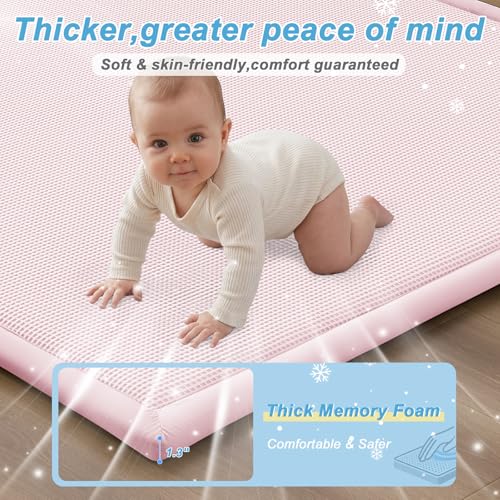 Baby Play Mat for Floor Nursery Rug Muscle Area Playroom Rug Elastic Foam 50x50" Playpenmat Elastic Foam 1.3" Thick Crawling Mat for Babies