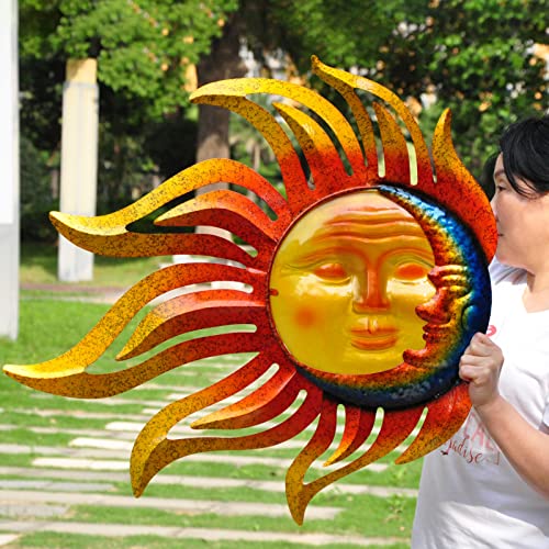 Large Sun Metal Outdoor Wall Art Decor Moon Wall Decor
