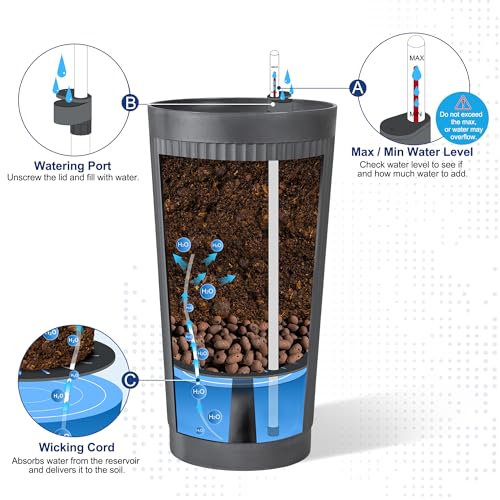Self Watering Tall Planters Set of 2