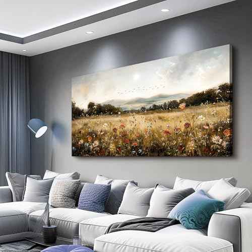 Large Wall Canvas Picture Aesthetics Vintage Lawn Painting With Printed Wall Art For Restaurant Classical Landscape Wall Decor For Office Living Room Bedroom Home Decoration 30 X 60 Inches