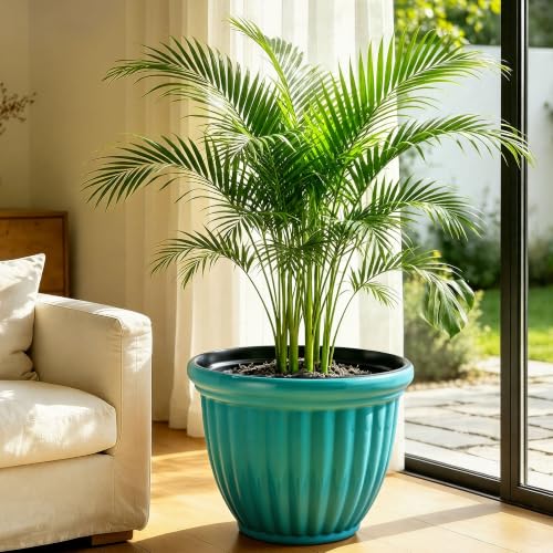 Autodaya 15" Large Planters For Outdoor Plants Set Of 2 Plastic Flower Pots (2 Count)
