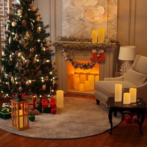 6" 8" 10" x 4" Ivory Large Waterproof Outdoor Flameless Candles Battery Operated LED Flickering Pillar Candles with Remote and Timer for Indoor Outdoor Lanterns (3 Count)