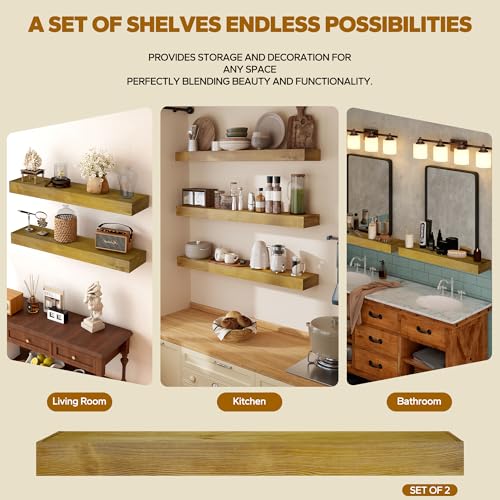 Floating Shelves 3 inch Thick for Wall Set of 2 (2 Count)