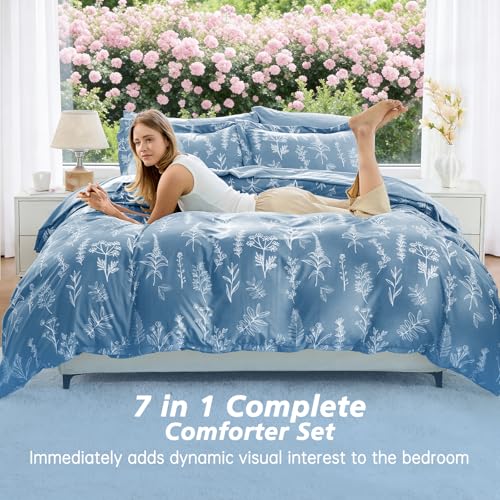 Ice Blue Bed in a Bag Queen 7 Pieces