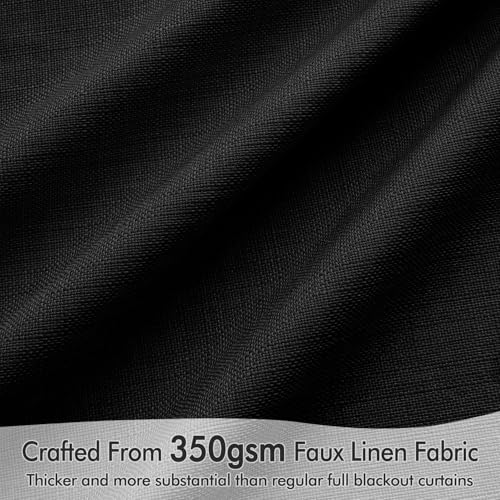 100% Blackout Back Tab Pleat Linen Curtains 50" Wx96 L (2 Count)