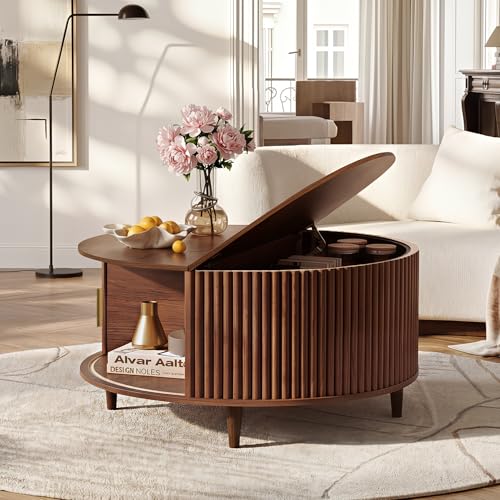 31.5" Round Coffee Table with Storage