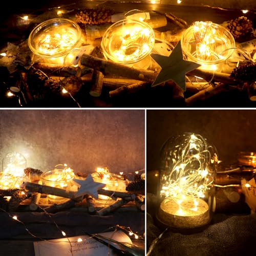 6 Pack 7Ft Starry Fairy String Lights No Remote Waterproof 20LED Warm White (6 Count)