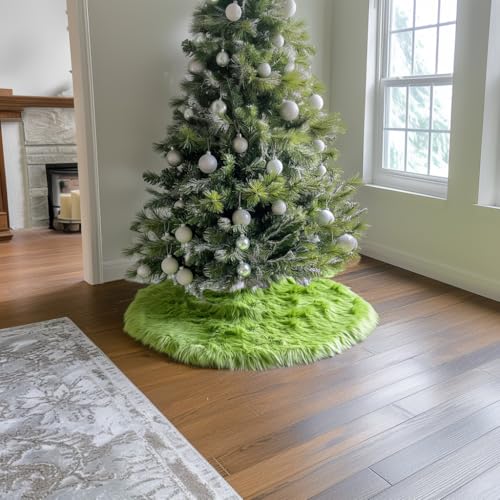 36 Inch Green Christmas Tree Skirt Plush Decoration for Merry Christmas Party
