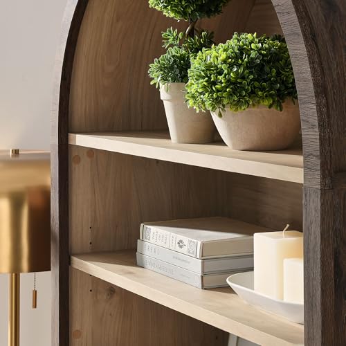 Nolan Tall Arched Storage Display Cabinet in Dark Walnut