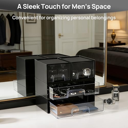 Black Stackable Storage Drawers (2 Count)