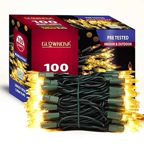 Green Wire Yellow 100 Incandescent Bulb Mini String Lights for Indoor Christmas Tree Garland Birthday Wedding Party Festival Decoration (100 Count)