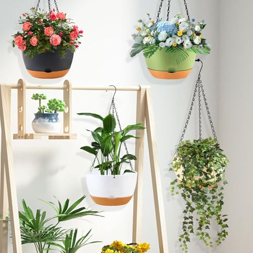 4 Pack Plastic Hanging pots for Plants Indoor (4 Count)