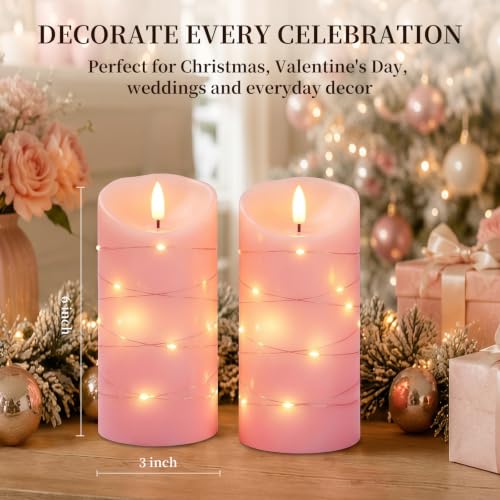 Flameless Candles with String Lights (2 Count)