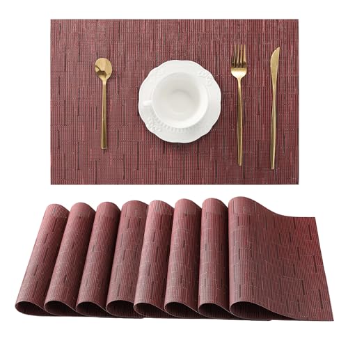 Burgundy Placemats Set of 8 (8 Count)