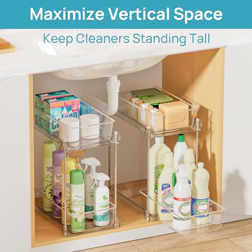 2 Pack Taller Pull Out Bathroom Under Sink Organizer (2 Count)