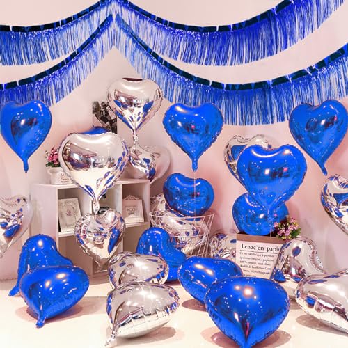 Blue Foil Fringe Garland 10FT 6packs for Parade Float Decorations (60 Foot)