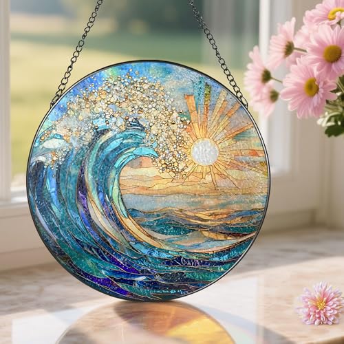 Sea Wave Stained Glass Suncatcher