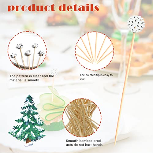 100Pcs 4.9" Snowflakes Cocktail Picks 5 Shapes of Snowflake Decor (100 Count)