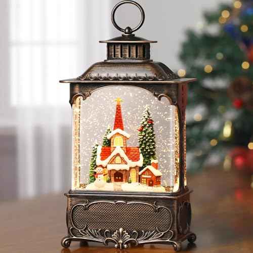 Church Snow Globe Christmas Decorations Gifts Snowman Cabin Cardinal Tree USB