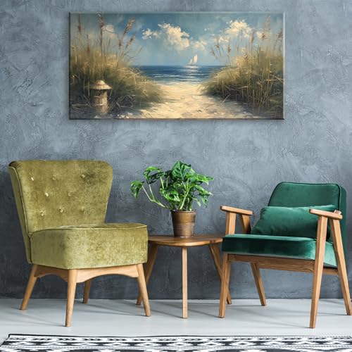 Beautiful White Sandy Beach by Seaside Landscape Wall Art Decor Artwork for Bedroom Living Room