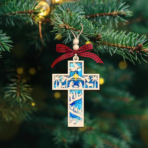 Nativity Cross Ornament for Christmas Tree
