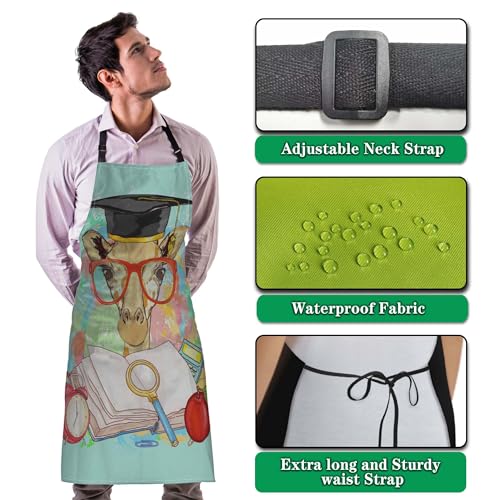 Kitchen Apron for Women Animals Students Giraffe Cooking Aprons for Men for Cooking Restaurant BBQ Painting Crafting Gardening 27”