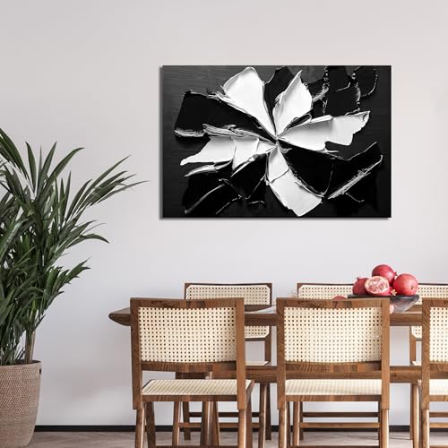 Abstract Wall Art Decor Modern Minimalist Wall Art Pictures for Living Room Black and White Wall Art Prints Abstract Canvas Art Wall Decor Flowers Artwork for Walls Office Home Decoration 32" X 48"