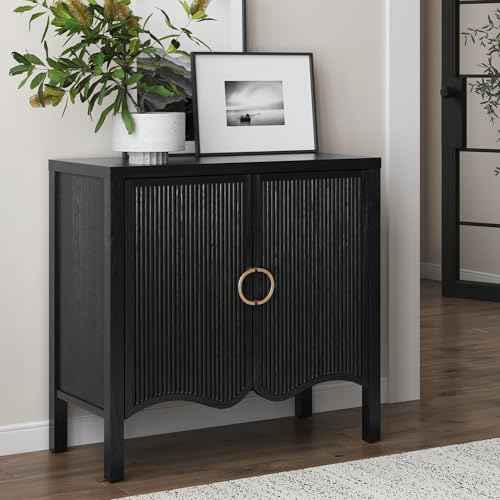 Scott Transitional Fluted Accent Cabinet or Storage Cabinet for Living Room or Entryway with Solid Wood Panel