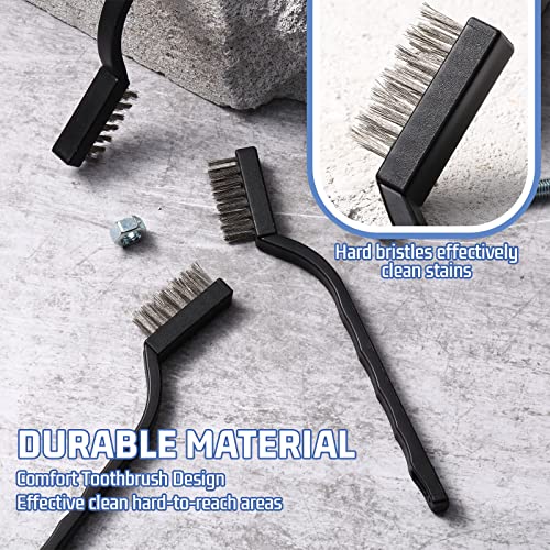 60 Pcs Mini Wire Brush Set Stainless Steel Wire Bristle Scratch Brush Small Metal Brush for Cleaning Curved Handle Masonry Welding for Cleaning Welding Slag and Rust Tool