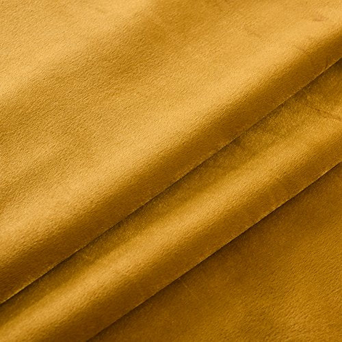 Super Soft Luxury Heavy Velvet Set of 2 Warm Yellow Blackout Energy Efficient Grommet Curtain Panel Drapes Ginger Mustard Curtain Panels