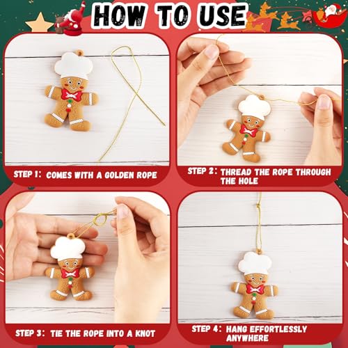 12pcs Gingerbread Man Ornaments for Christmas Tree (12 Count)