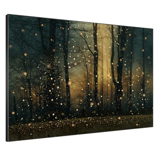 46"x60" Extra Large Framed Wall Art Magical Firefly Forest at Twilight