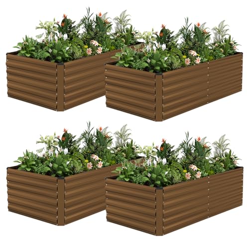 6x3x2ft Outdoor Metal Raised Garden Bed (4 Count)