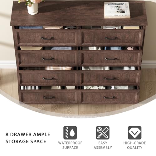 Farmhouse 8 Drawer Dresser for Bedroom